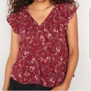 New Old Navy Women’s Flutter-Sleeve Floral-Print Swing Blouse Size XS NWT